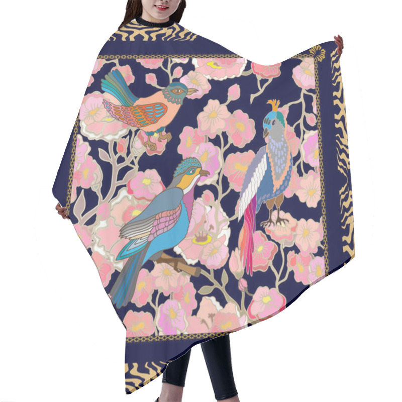 Personality  Japanese Garden. Seamless Oriental Pattern With Victorian Motifs.  Hair Cutting Cape