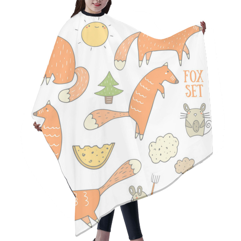 Personality  Cute Foxes And Forest Objects Collection Hair Cutting Cape