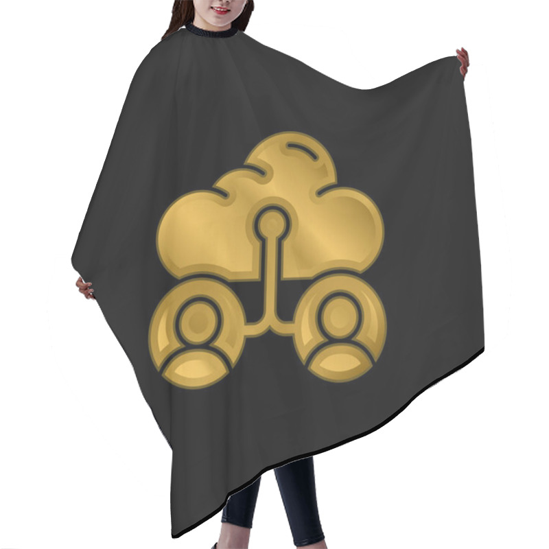 Personality  Accounts Gold Plated Metalic Icon Or Logo Vector Hair Cutting Cape