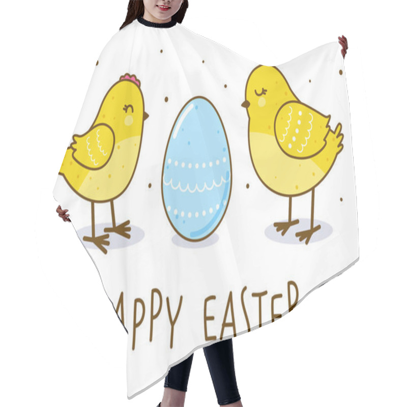 Personality  Easter Greeting Card With Cute Chickens Isolated On White Background Hair Cutting Cape