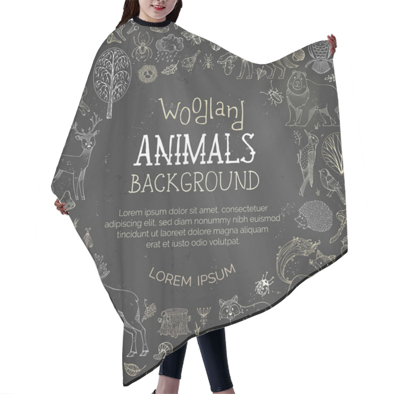 Personality  Chalk Woodland Blackboard Background. Hair Cutting Cape