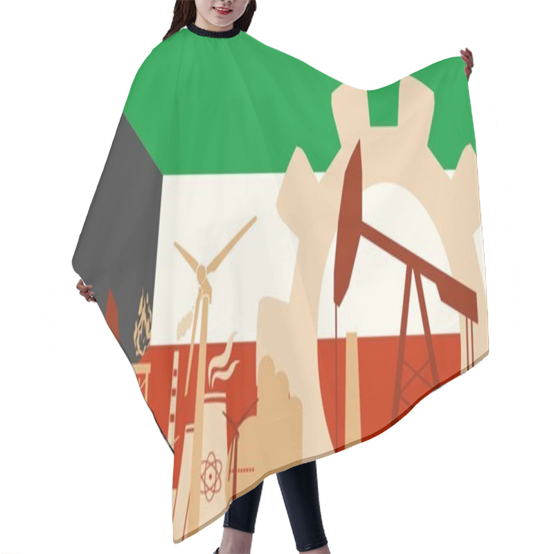 Personality  Energy And Power Icons Set With Kuwait Flag Hair Cutting Cape