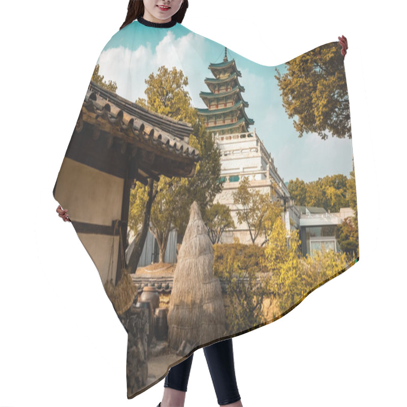 Personality  Pagoda Building Of The National Folk Museum Of Korea In Seoul South Korea Hair Cutting Cape