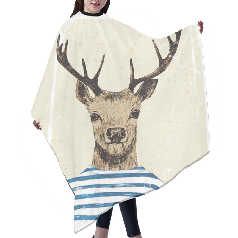 Personality  Hand Drawn Dressed Up Deer  Hair Cutting Cape