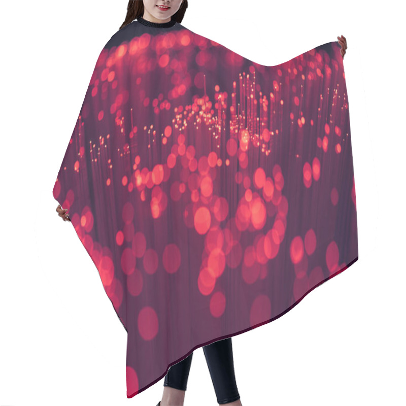 Personality  Selective Focus Of Glowing Red Fiber Optics Background Hair Cutting Cape