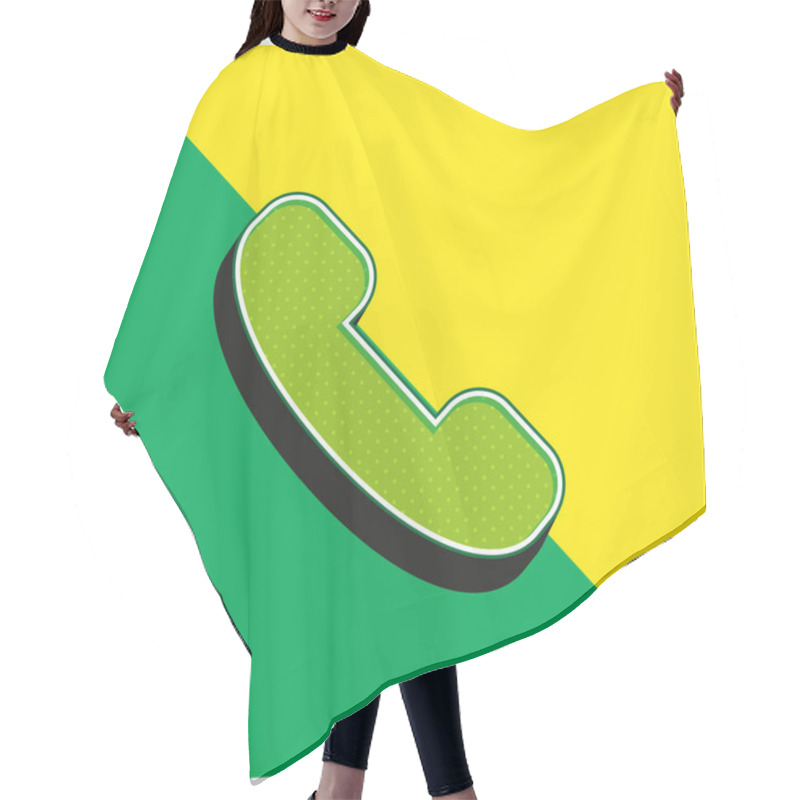 Personality  Answer Call Green And Yellow Modern 3d Vector Icon Logo Hair Cutting Cape