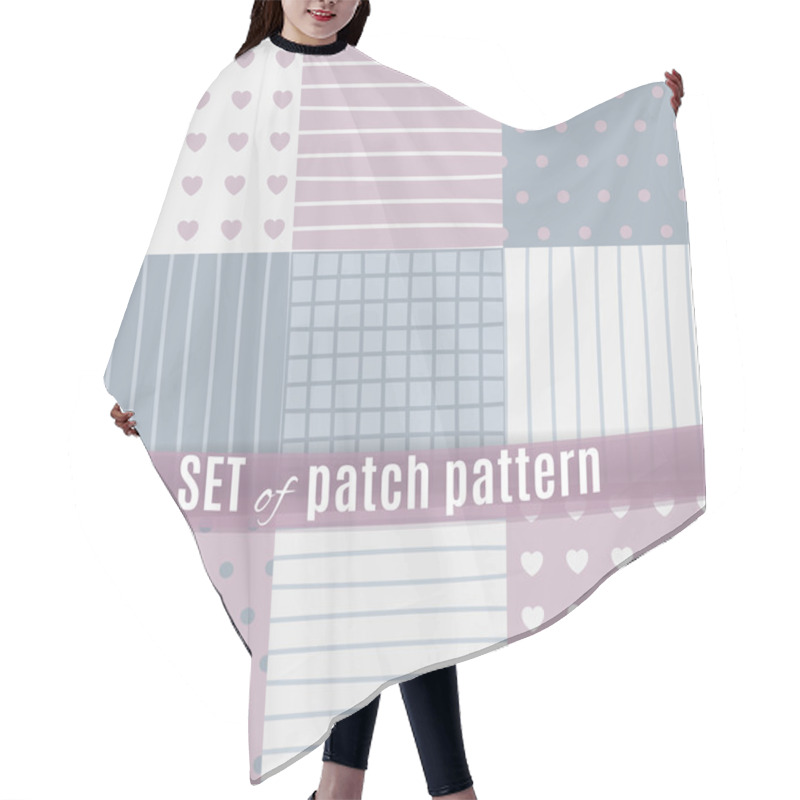 Personality  Set Of Seamless Pattern With Patchs Hair Cutting Cape