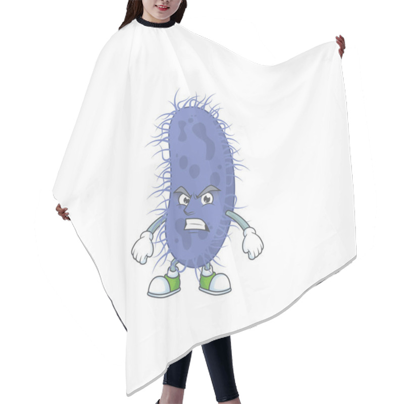 Personality  Mascot Design Style Of Salmonella Typhi With Angry Face Hair Cutting Cape