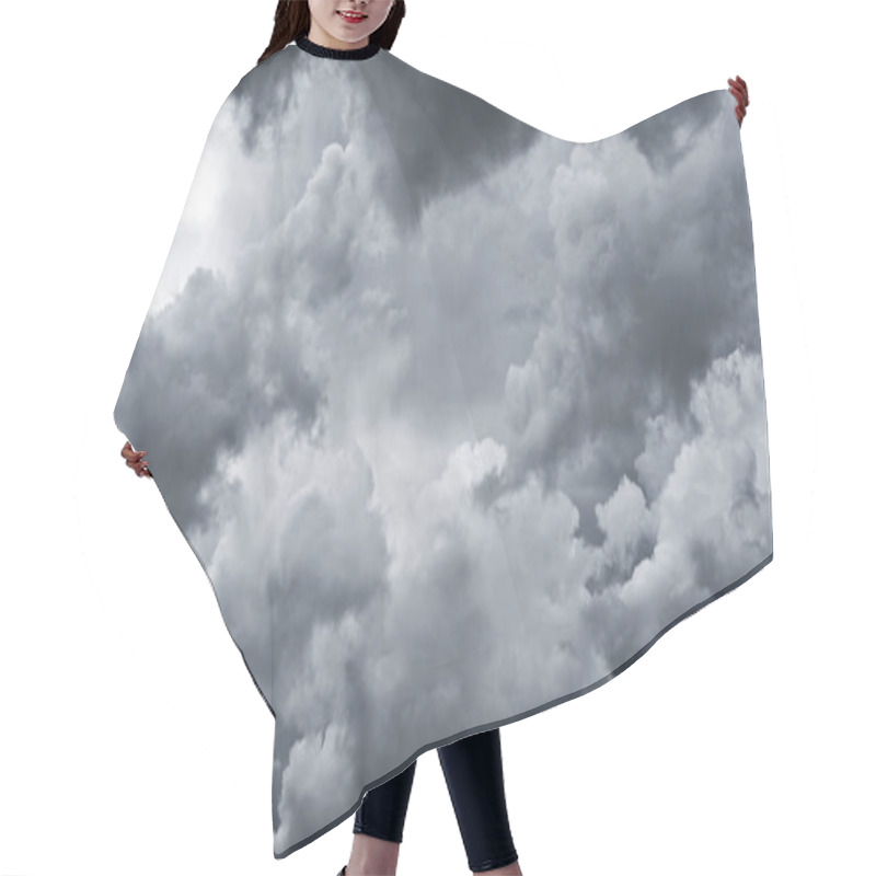 Personality  Dark Storm Clouds Before Rain Used For Climate Background. Clouds Become Dark Gray Before Raining. Abstract Dramatic Background. Hair Cutting Cape