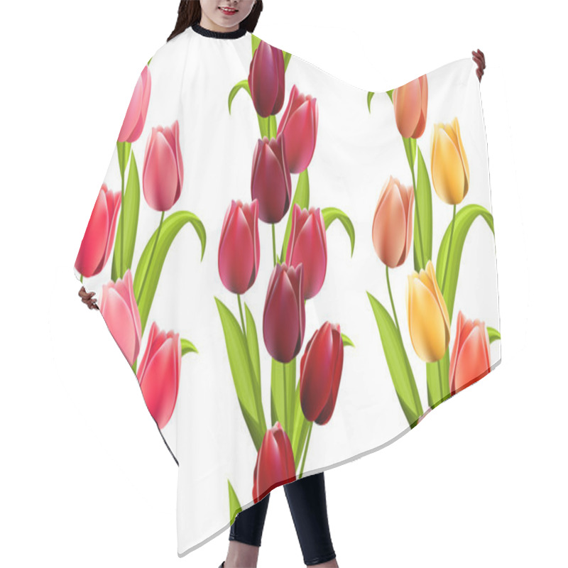 Personality  Vertical Seamless Patterns With Tulips Hair Cutting Cape