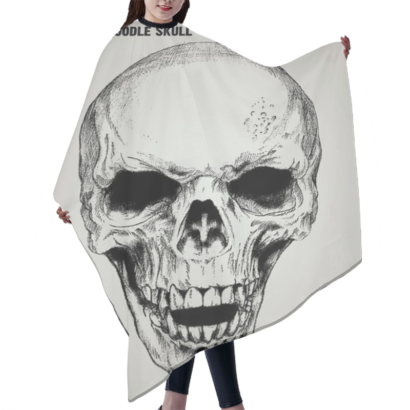 Personality  VECTOR DOODLE SKULL Hair Cutting Cape