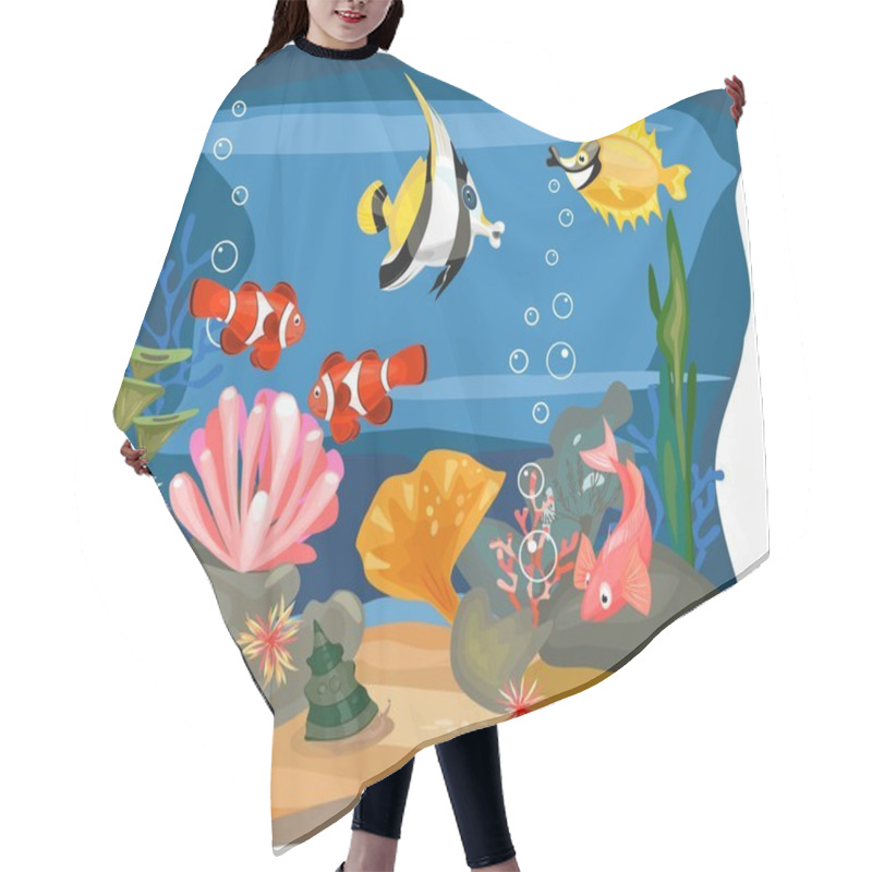 Personality  Background Underwater Landscape Hair Cutting Cape