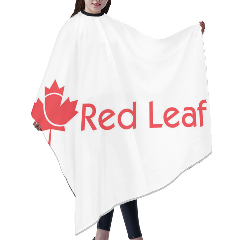 Personality  Red Maple Leaf Logo Design. Hair Cutting Cape