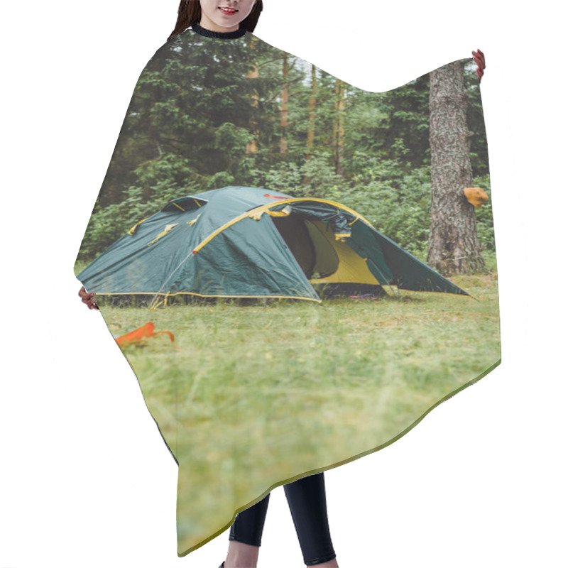 Personality  Camping Tents. Camping Life Concept. Hair Cutting Cape