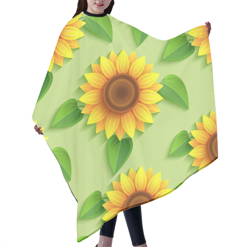 Personality  Floral Seamless Pattern With 3d Sunflowers Hair Cutting Cape