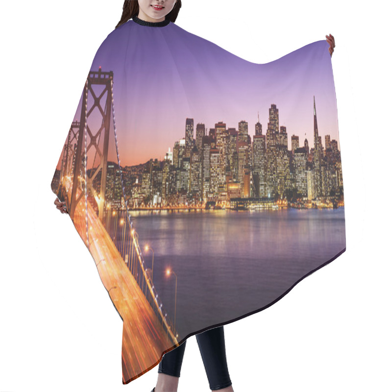 Personality  San Francisco Skyline And Bay Bridge At Sunset, California Hair Cutting Cape