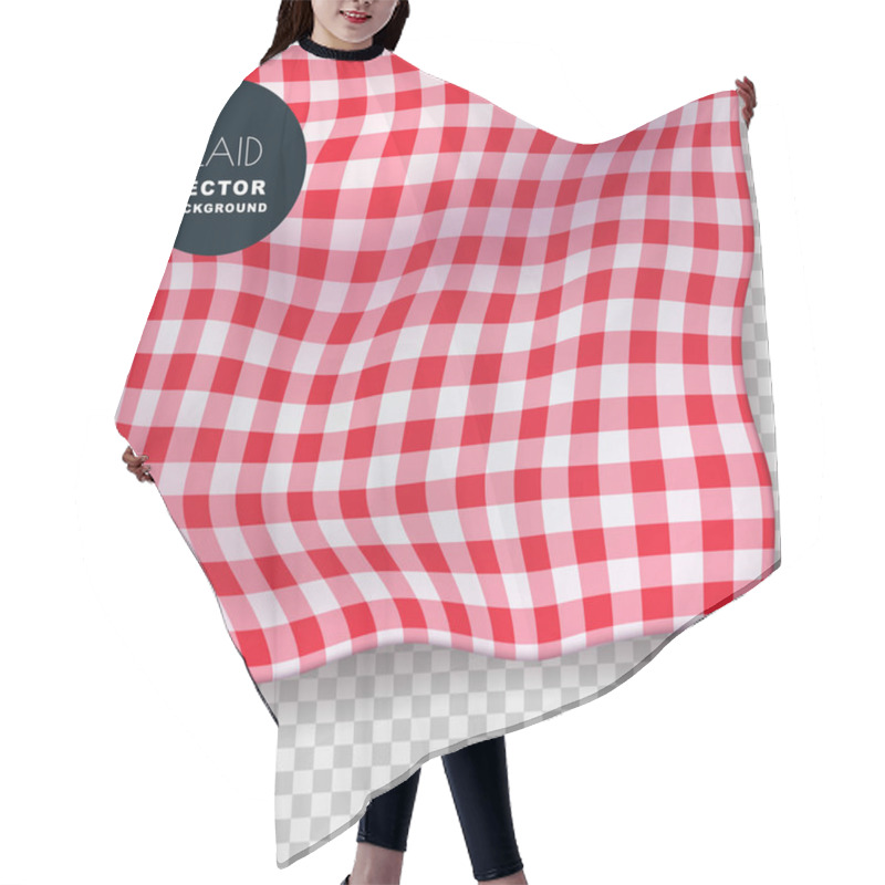 Personality  Tablecloth Or Plaid Realistic Vector Illustration. Red Gingham Textile Blanket On Isolated Transparent Background. Abstract Food Menu Background. Hair Cutting Cape