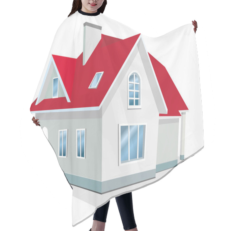 Personality  Vector Illustration Of House Hair Cutting Cape