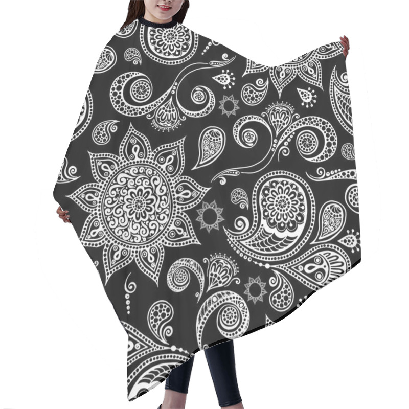 Personality  Ethnic Seamless Pattern With Mandala, Cucumbers And Paisley. Hair Cutting Cape