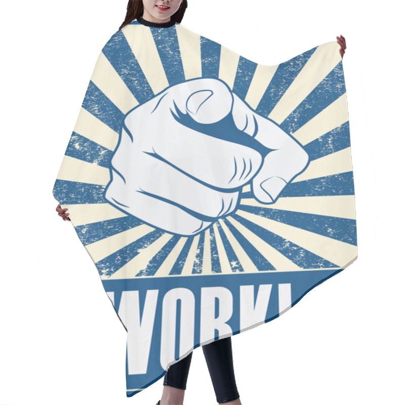 Personality  Motivational Poster Design With Hand Pointing At You Or The Viewer Hair Cutting Cape