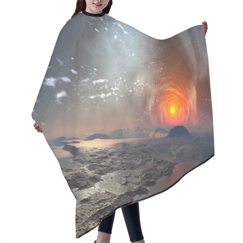 Personality  Alien Planet With Mystic Sky Hair Cutting Cape