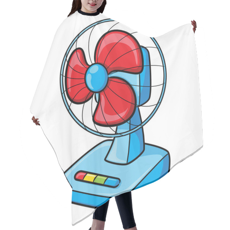 Personality  Illustration Of Cute Cartoon Of Electric Fan. Hair Cutting Cape