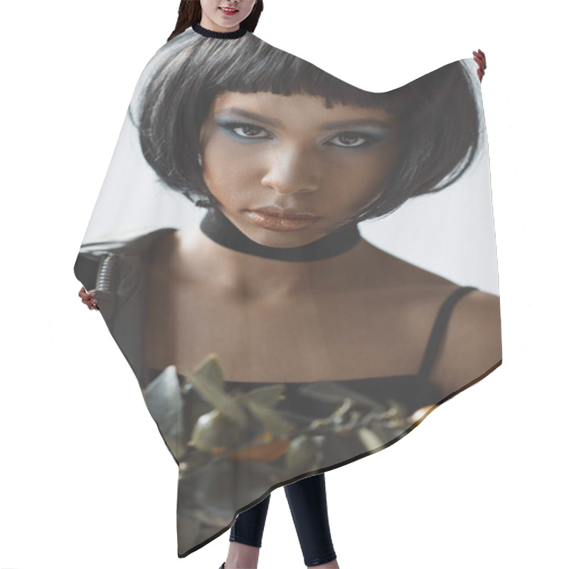 Personality  Stylish Woman With Choker Hair Cutting Cape