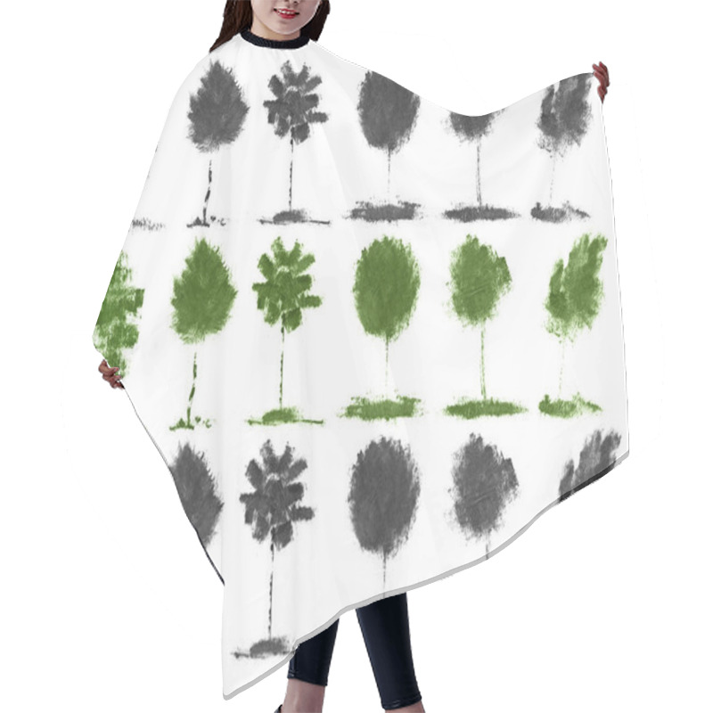 Personality  Ink Floral Leaves Illustrations Of Trees With Natural Texture Grunge Mascara. Hair Cutting Cape