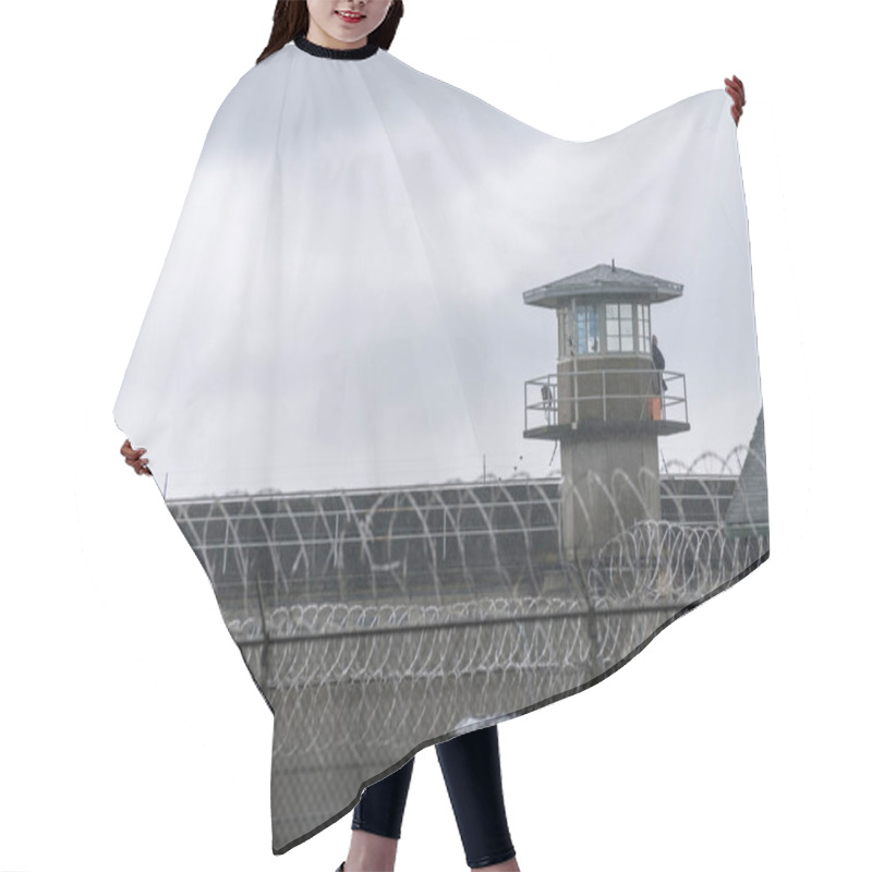 Personality  Guard Tower Barbed Wire Fence Boundary Federal Prison Hair Cutting Cape