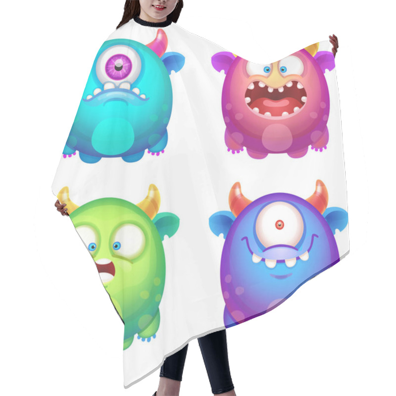 Personality  Four Funny Cartoon Monsters Hair Cutting Cape