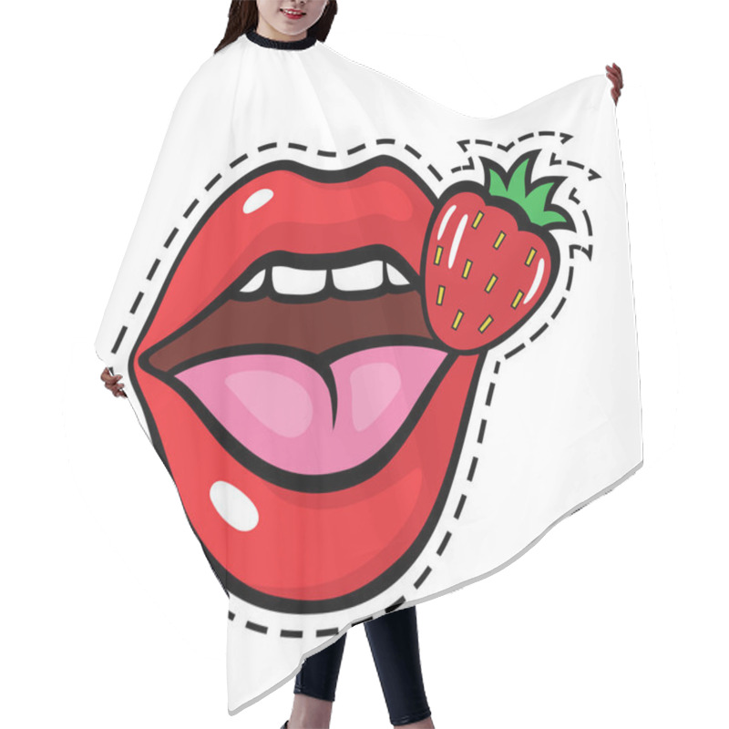 Personality  Pop Art Style Lips Sticker Hair Cutting Cape