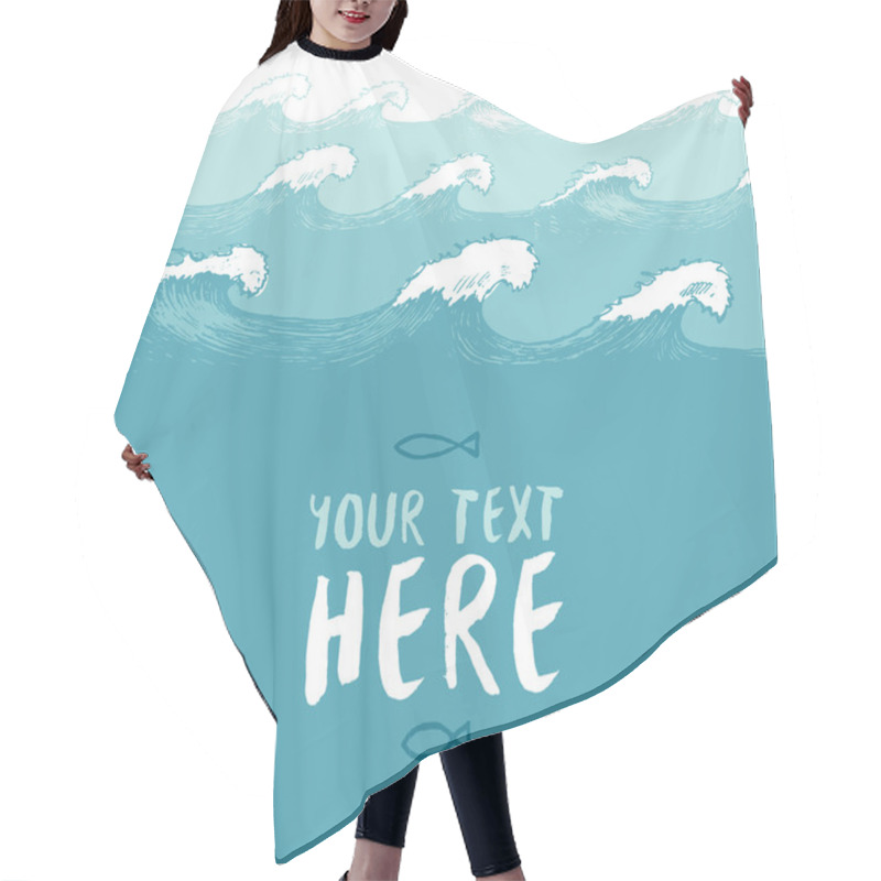 Personality  Blue Waves Background Summer Sea Banner Vector Hair Cutting Cape