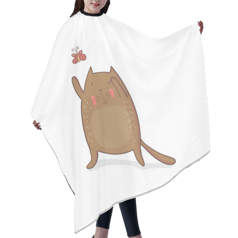 Personality  Cat Playing With Butterfly. Hair Cutting Cape