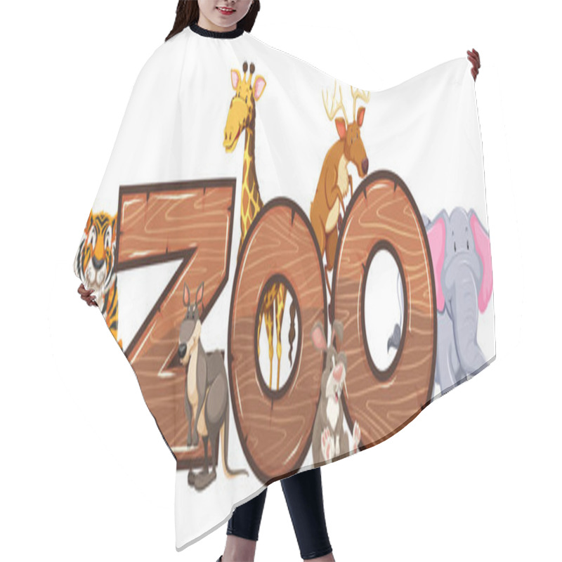 Personality  Word Design For Zoo With Wild Animals Hair Cutting Cape