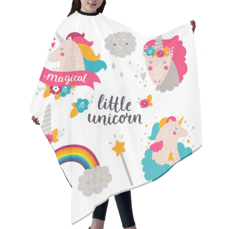 Personality  Set Of Baby Unicorn And Rainbow Hair Cutting Cape