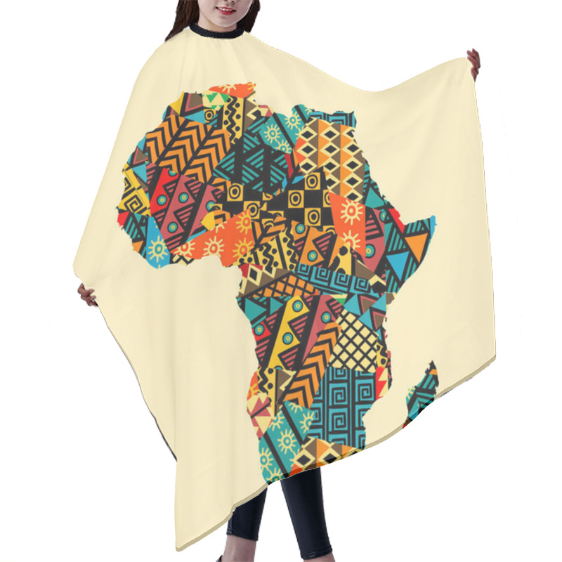 Personality  Africa Map With Ethnic Motifs Pattern Hair Cutting Cape