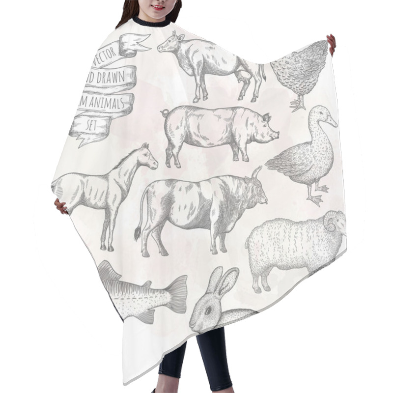 Personality  Farm Animals Set. Hair Cutting Cape