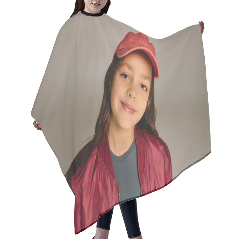 Personality  A Cheerful Girl Wearing A Cozy Jacket And Cap Beams With Excitement For Christmas Cheer. Hair Cutting Cape