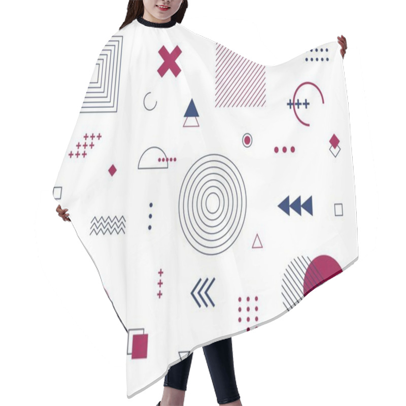 Personality  Memphis Geometric Design Elements. Retro 80-90s Trends Funky Designs, Universal Geometric Shapes Set, Constructivism Memphis Print Symbols Collection Hair Cutting Cape