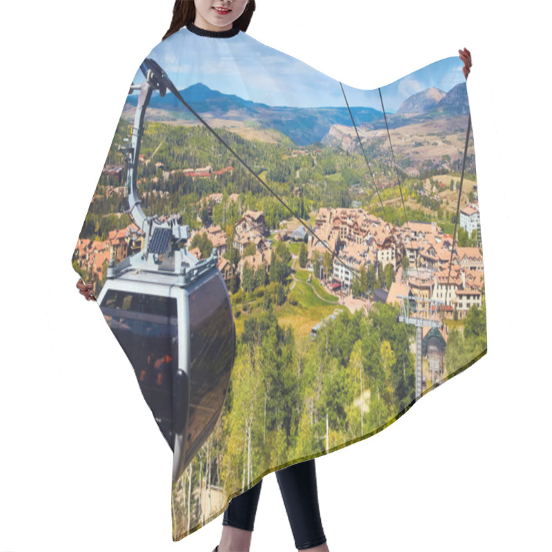 Personality  Gondola Ski Lift Going Up Mountain With Village In Background Hair Cutting Cape