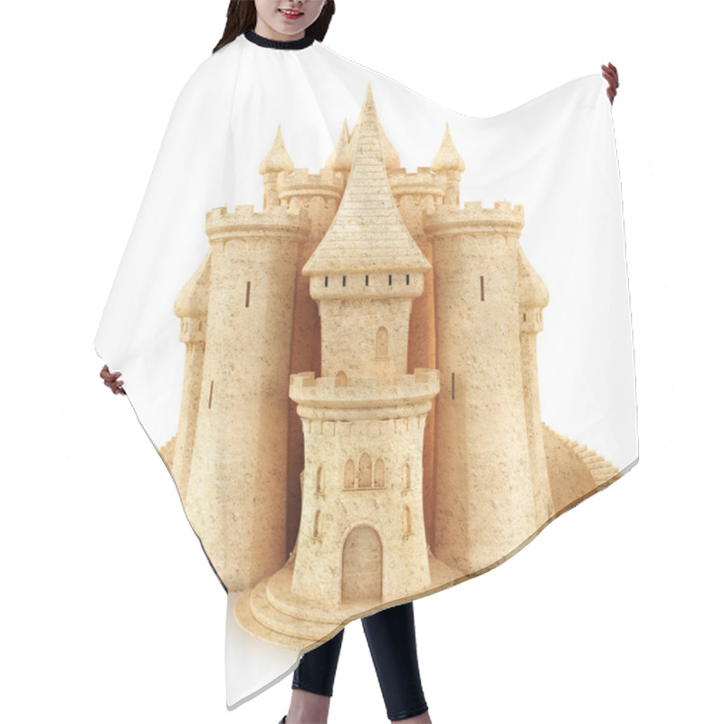 Personality  Sand Castle On A White Background Hair Cutting Cape