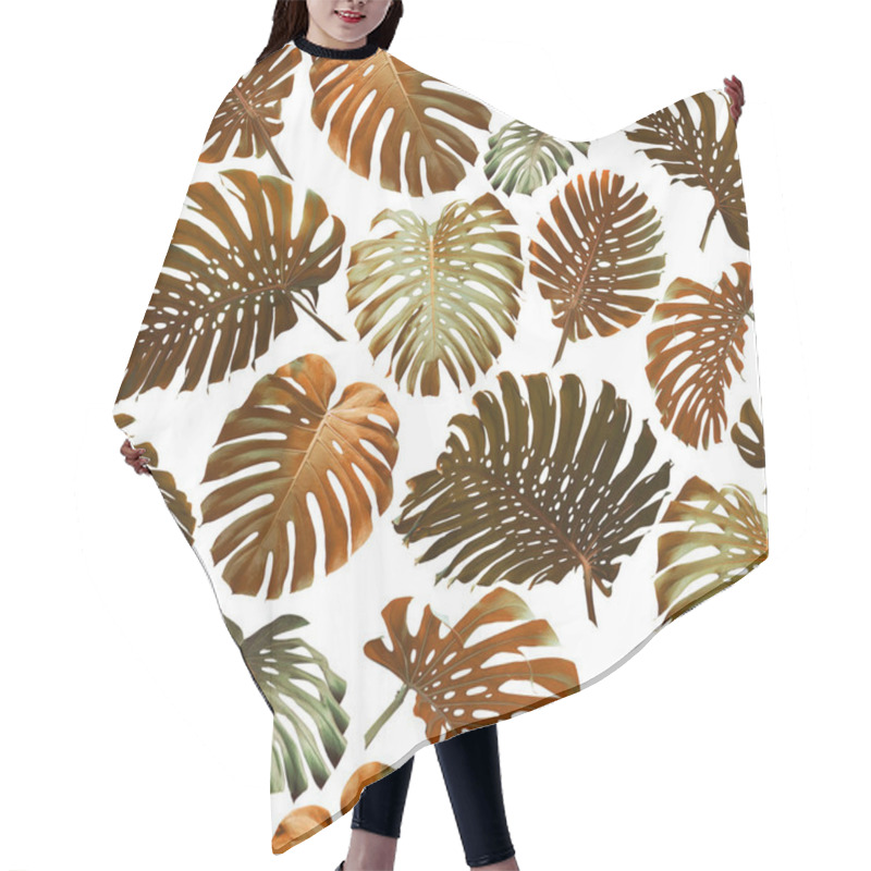 Personality  Seamless Tropical Jungle Leaves Pattern Hair Cutting Cape