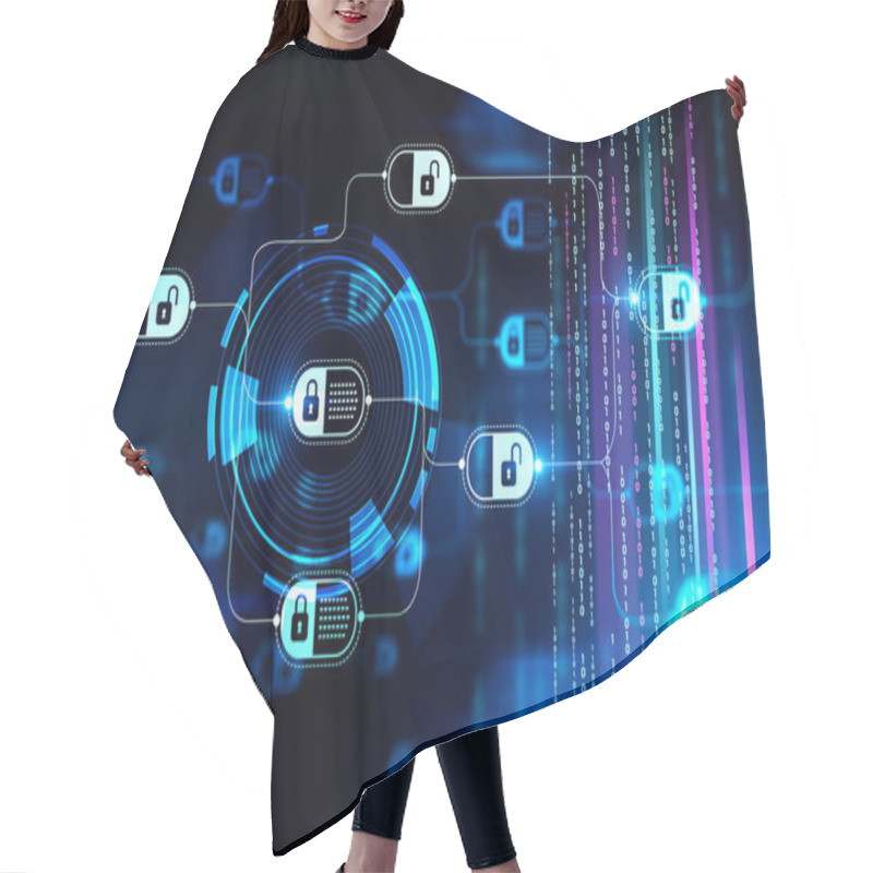 Personality  Blockchain Hologram Illustration. Concept Of Cryptocurrency And Digital Money. 3d Rendering Hair Cutting Cape