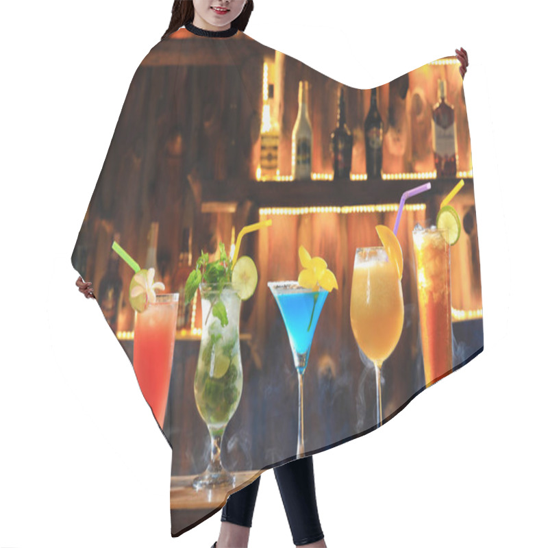 Personality  Alcohol Tropical Coctails In The Bar Hair Cutting Cape