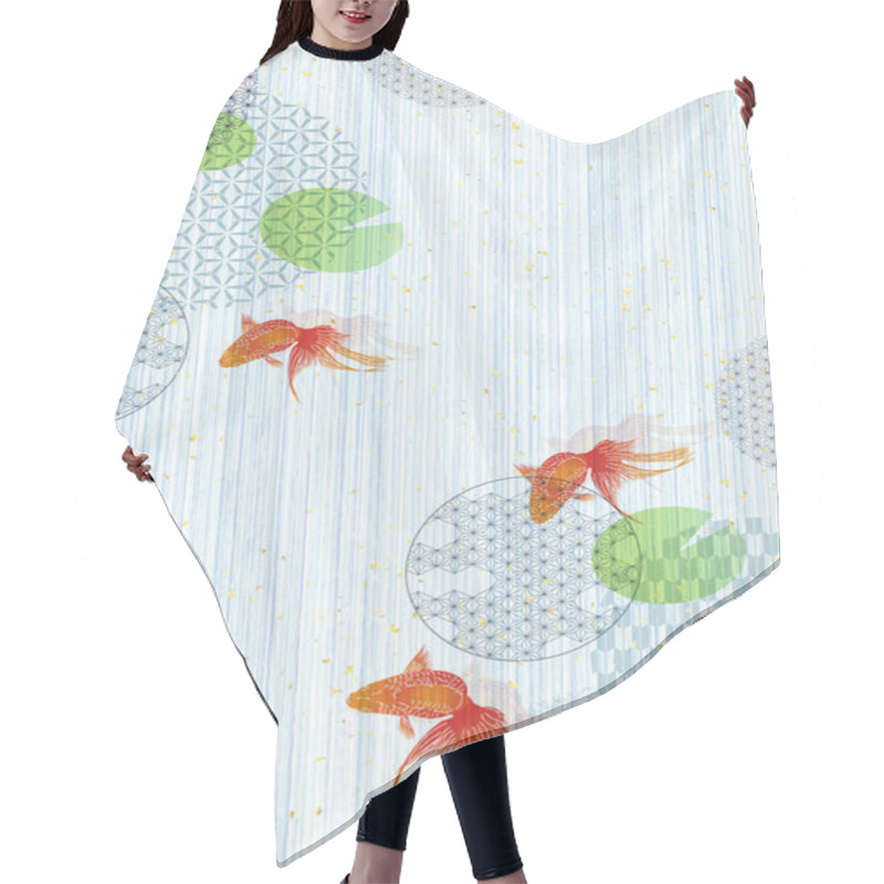 Personality  Goldfish Japanese Paper Summer Greetings Background  Hair Cutting Cape