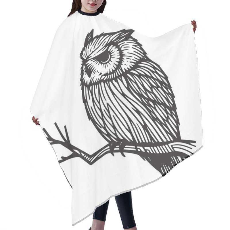 Personality  Owl On A Tree Branch Vector Hair Cutting Cape