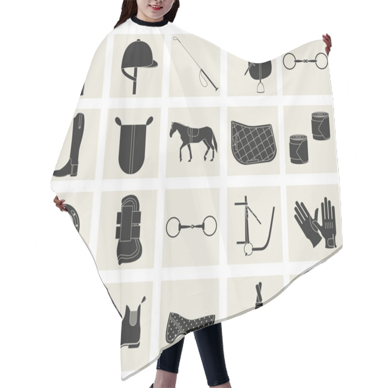 Personality  Horse Riding Black Icons Hair Cutting Cape