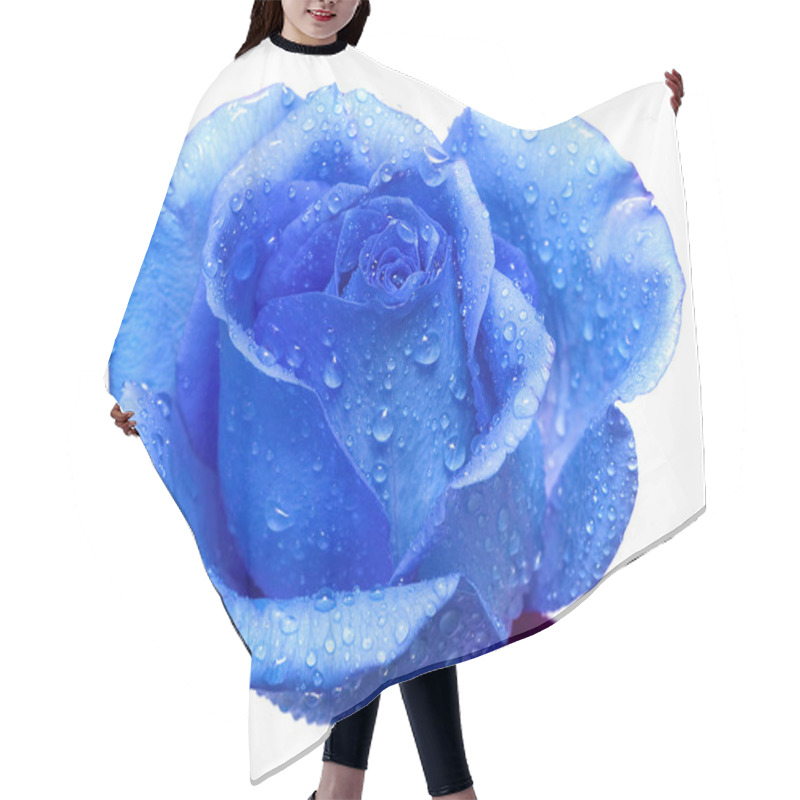 Personality  Blue Rose With Water Drops Hair Cutting Cape