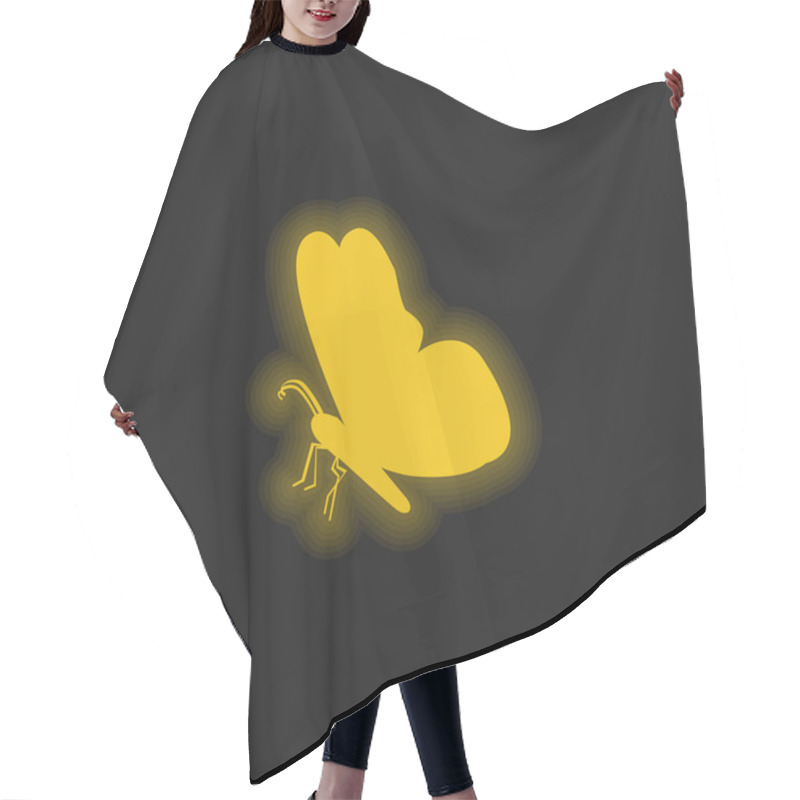 Personality  Black Butterfly Shape From Side View Yellow Glowing Neon Icon Hair Cutting Cape