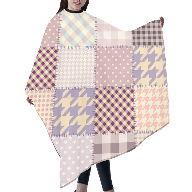 Personality  Patchwork Textile Pattern. Seamless Quilting Design Background. Hair Cutting Cape